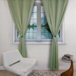 green curtains with magnet