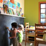 chalk board with children