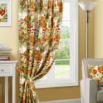 fashionable curtains with orange flowers