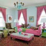 fashionable curtains in the living room pink