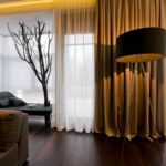 fashionable curtains in the living room brown