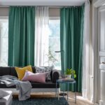 trendy green curtains in the living room