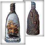 decoupage bottle ships