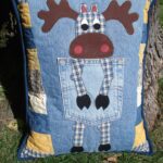 jeans pillow with deer