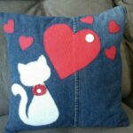 jeans pillow with applique