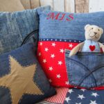 jeans pillow with bear