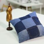 jeans pillow with dark squares