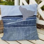 jeans pillow with dolphin