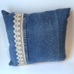 jeans pillow with lace on the side