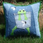 jeans pillow with frog