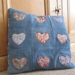 jeans pillow with hearts