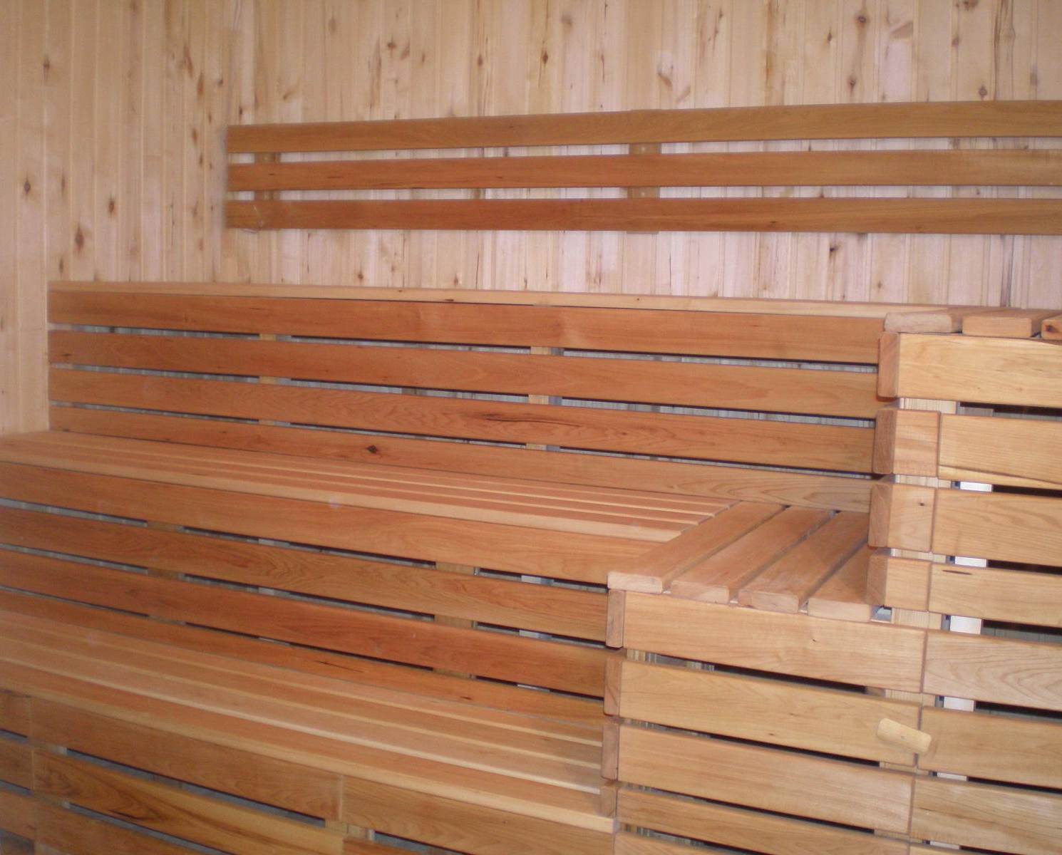 shelves in the steam room bath