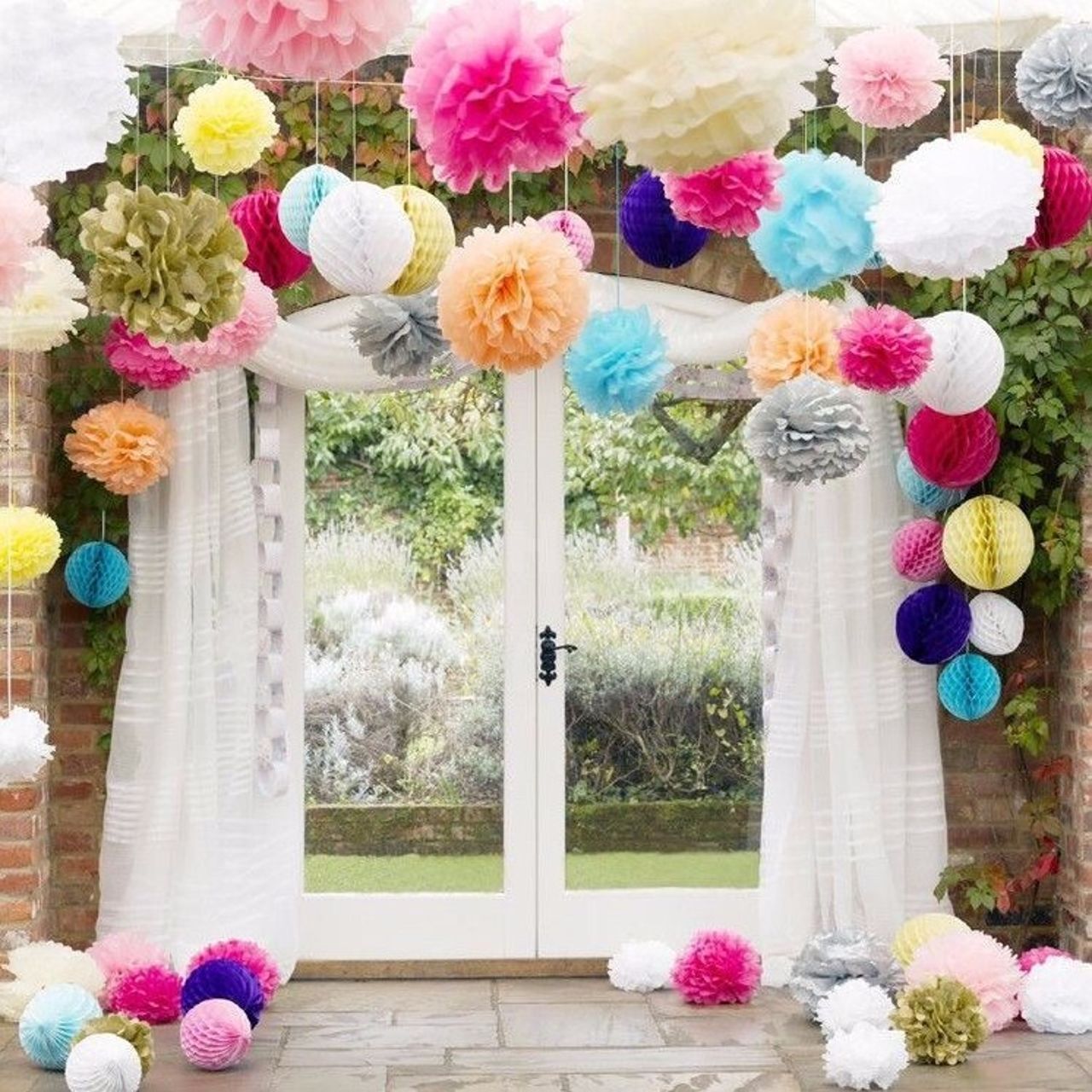 place for a photo shoot with pompoms