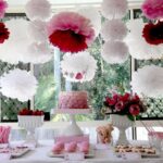 napkin pom poms over the table