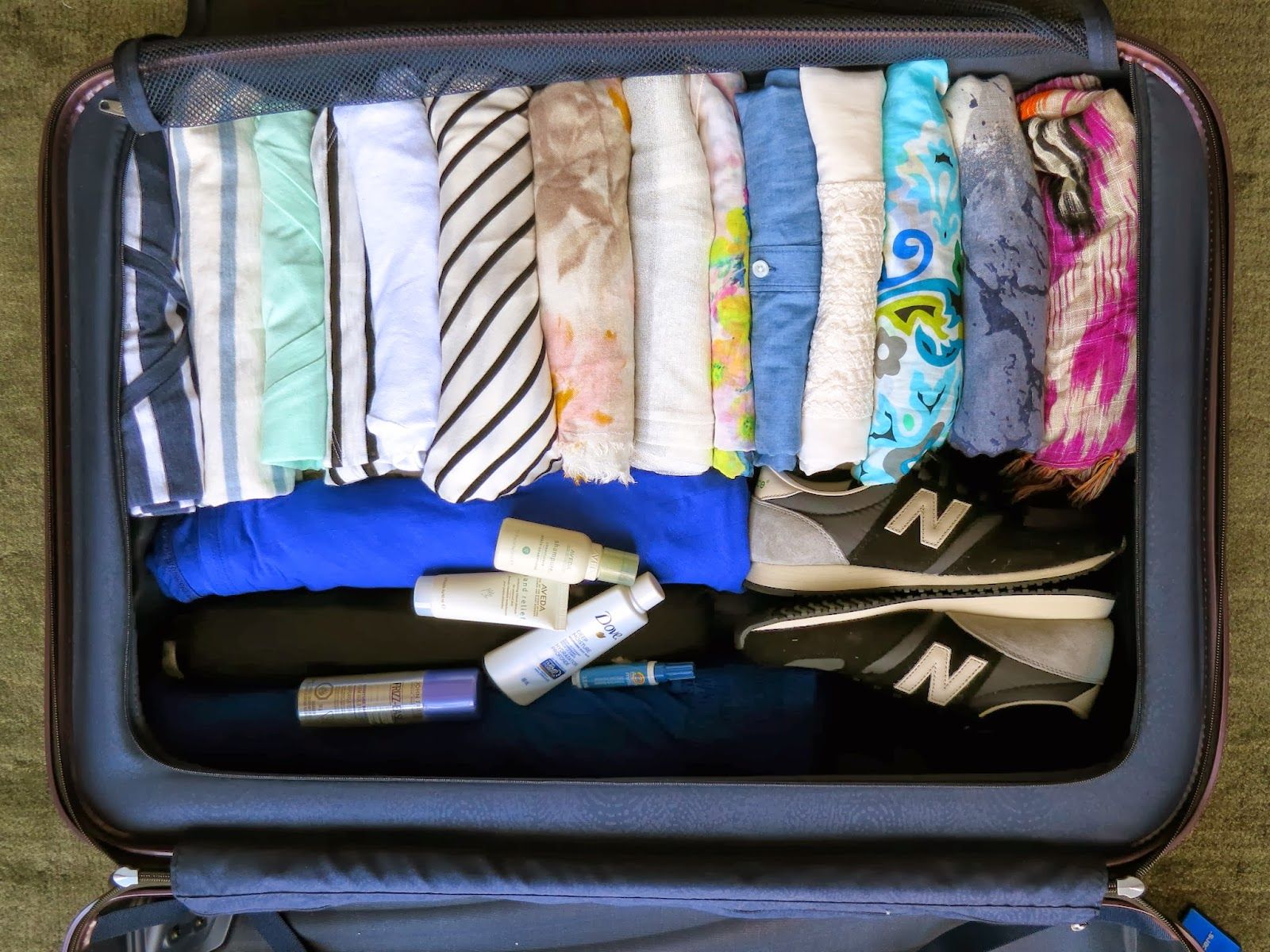 bed linen in a suitcase