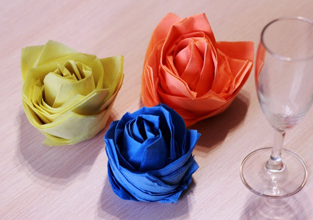 roses from napkins