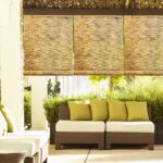 bamboo curtains with yellow pillows online