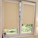 open window with roller blinds