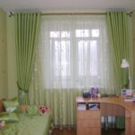 green curtains light