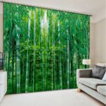 green curtains print