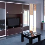 armoire dans le salon marron avec tv