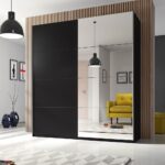 wardrobe in the living room black with mirror