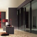 wardrobe in the living room black shiny