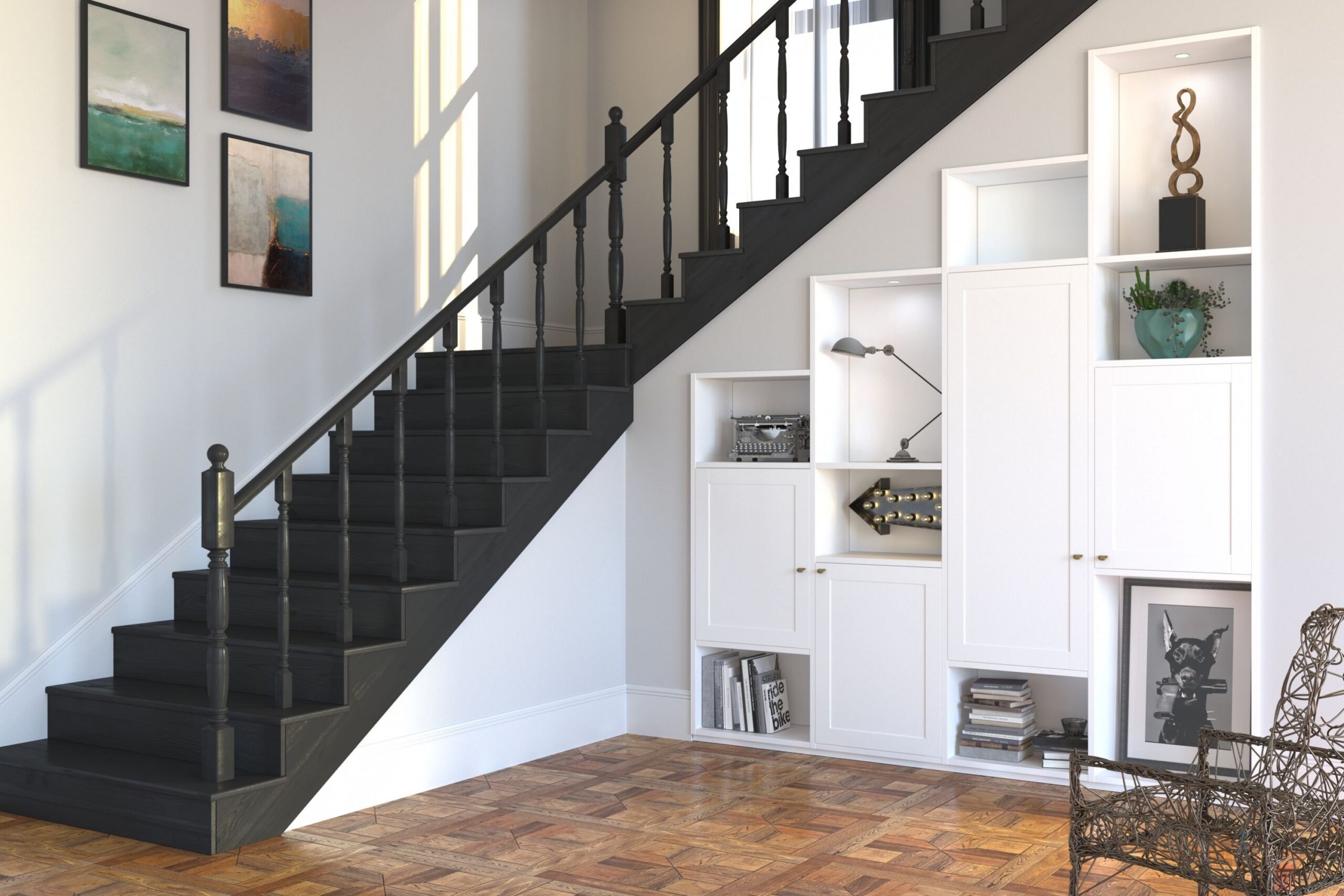 modular cabinet under the stairs