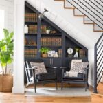 wardrobe under the stairs gray shelving