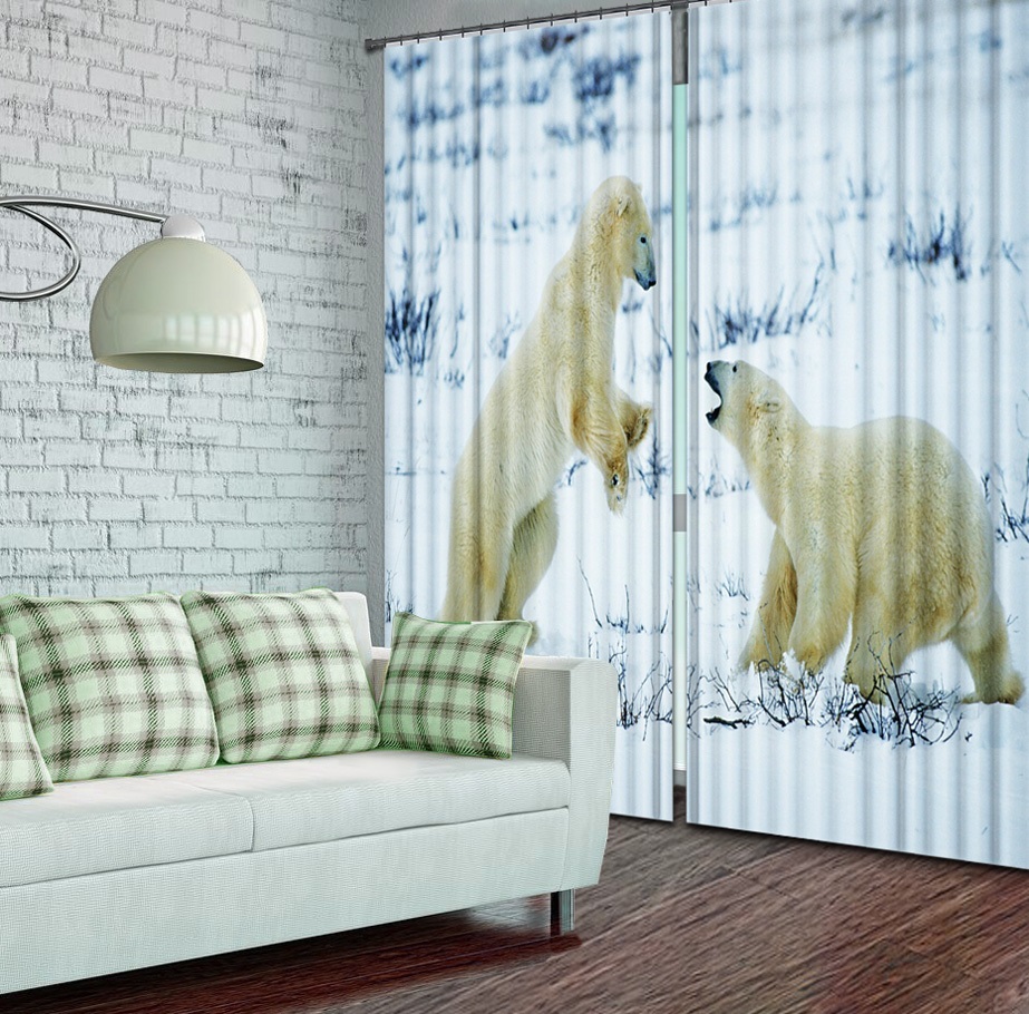 curtains with bears in the living room