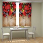 curtains in the kitchen with berries