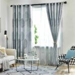 fastening curtains blue