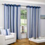 blue striped curtains