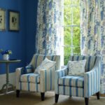 curtains with a pattern for blue wallpaper