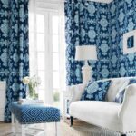 curtains with wallpaper blue