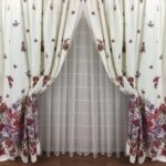 Provence curtains with burgundy flowers