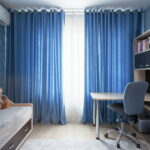 blue curtains decor