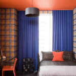 blue curtains decoration