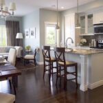 curtains in the kitchen-living room brown long