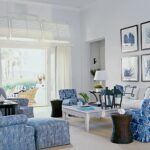 sea ​​curtains in the blue living room