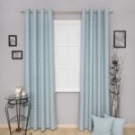 navy blue curtains on eyelets