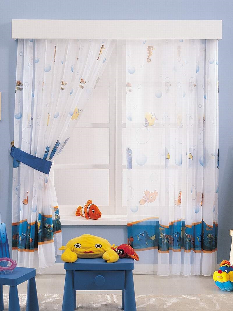 marine curtains with prints for kids