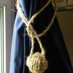 navy blue curtains with rope