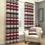 striped curtains red