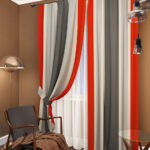 curtains with stripes red and gray