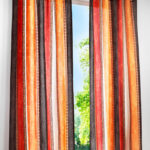 striped curtains red-brown