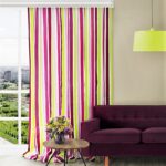 striped curtains yellow with raspberry