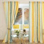 striped curtains yellow gray