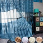 curtains striped tulle blue