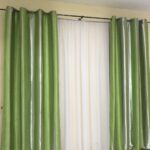 striped curtains green